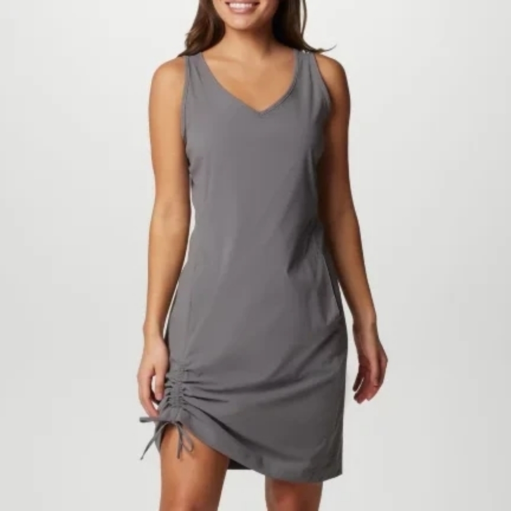 Columbia Charcoal Gray Anytime Casual III Ruched Sleeveless Mini Dress Large